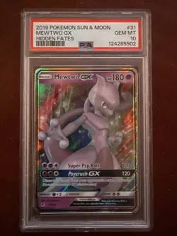 Pokemon Mewtwo GX Holo Ultra Rare TCG Card Hidden Fates 31/68 PSA 10 Gem - Image 1