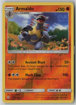 Armaldo 112/236 Pokemon TCG Cosmic Eclipse Reverse Holo Card (Near Mint) NM 1 - Image 1