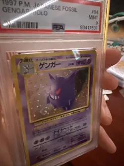 Pokemon Gengar TCG Holo Rare Card #094 Fossil Japanese PSA 9 With Swirl - Image 1