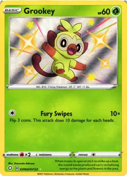 Pokemon TCG Grookey SV004/SV122 Shining Fates Shiny Vault Rare LP - Image 1
