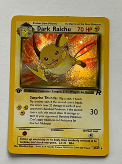 2000 POKEMON DARK RAICHU TEAM ROCKET 1ST EDITION HOLO SECRET RARE LP/NM - Image 1