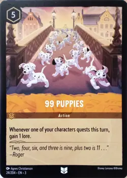 24/204 99 PUPPIES INTO THE INKLANDS UNCOMMON DISNEY LORCANA CARD - Image 1