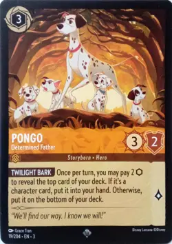 19/204 PONGO DETERMINED FATHER INTO THE INKLANDS SUPER RARE DISNEY LORCANA CARD - Image 1