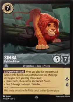 192/204 SIMBA FIGHTING PRINCE INTO THE INKLANDS SUPER RARE DISNEY LORCANA CARD - Image 1