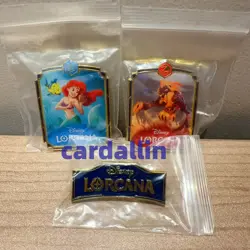 2025 Lorcana Disney chinese tcg game promo logo badge ariel lion king logo 3pcs - Image 1