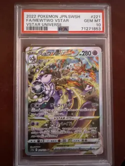 Pokemon TCG Mewtwo VSTAR Card PSA 10 Gem Mint 221/172 SAR S12a - Image 1