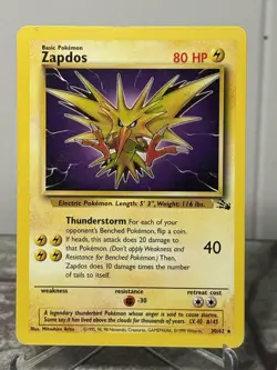 Zapdos 30/62 Rare Non-Holo Fossil Pokemon card - EX - NM - Image 1