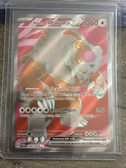 Pokemon TCG Bloodmoon Ursaluna EX Twilight Masquerade Full Art Card 202/167 - Image 1