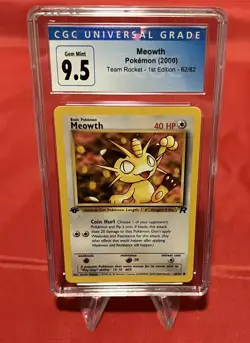 Pokemon 2000 Team Rocket 1st Edition Meowth CGC 9.5 62/82 - Image 1