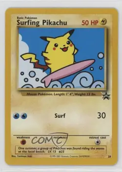 Surfing Pikachu Pokemon WOTC Black Star #28 1999 - Image 1