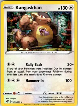 Kangaskhan 133/189 SWSH03: Darkness Ablaze Pokemon TCG NM Holo - Image 1
