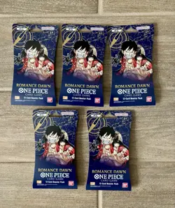 Lot of (5) One Piece Romance Dawn English OP-01 Sleeved Blisters Booster Packs 811039038229 - Image 1