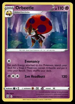 Orbeetle 65/163 Pokemon Card Battle Styles Rare Holo 110 HP Near Mint BY - Image 1