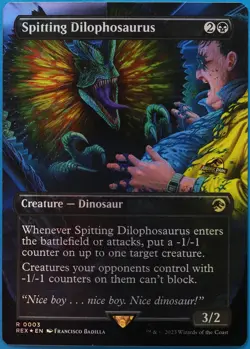 Spitting Dilophosaurus FOIL Jurassic World NM Black Rare CARD (510841) ABUGames - Image 1