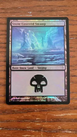 * * 1x FOIL Snow-Covered Swamp x1 * * Coldsnap MTG Light to Moderate Play - Image 1