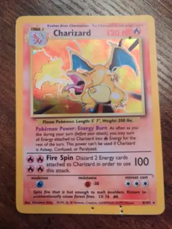 Pokemon TCG Base Set Charizard Holo Rare Damaged Read - Image 1
