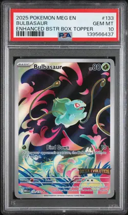 2025 POKEMON MEG EN-MEGA EVOLUTION ENHANCED BOX TOPPER BULBASAUR PSA 10 - Image 1
