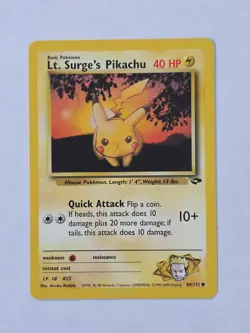 2000 Pokemon, Gym Challenge, #84/132 Lt. Surge's Pikachu, Common Wizards - Image 1