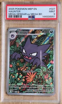 2025 PSA 9 Graded Pokemon Haunter 027 Mega Gengar EX Mega Battle Deck - Image 1