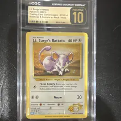 Pokemon TCG Lt. Surge's Rattata 015/034 Classic CGC Pristine 10 Holo - Image 1