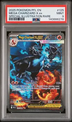 PSA 9 MINT Pokemon Mega Charizard X ex SIR 125/094 Phantasmal Flames English - Image 1