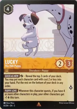 8/204 LUCKY THE 15TH PUPPY INTO THE INKLANDS RARE DISNEY LORCANA CARD - Image 1