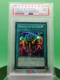 PSA 9 Mask of the Accursed LON-019 Super Rare 2003 English Yu-Gi-OH! Card TCG - Image 1
