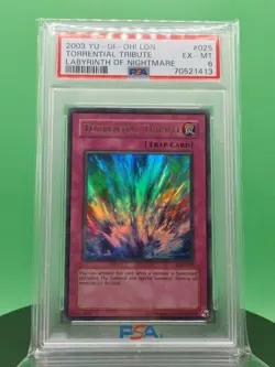 PSA 6 Torrential Tribute LON-025 Trap Card Ultra Rare 2003 English Yu-Gi-OH! TCG - Image 1