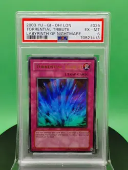 PSA 6 Torrential Tribute LON-025 Trap Card Ultra Rare 2003 English Yu-Gi-OH! TCG - Image 2