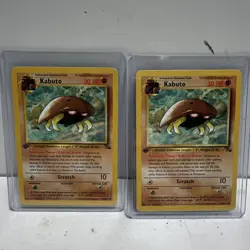 2X Pokemon TCG Kabuto Fossil Card 50/62 Regular Common 1st Edition - Image 1