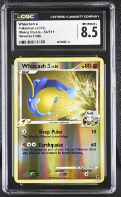 CGC 8.5 Whiscash 4 2009 Rising Rivals 54/111 Reverse Holo Pokemon Card - Image 1