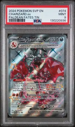 2024 Paldean Fates Tin Promo Charizard EX # 74 PSA 9 Pokemon Cards TCG - Image 1