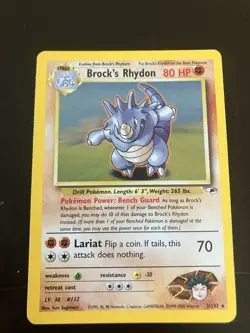 Pokemon TCG Brock's Rhydon Gym Heroes 2/132 Holo Unlimited Rare MP/LP Condition - Image 1