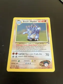 Pokemon TCG Brock's Rhydon Gym Heroes 2/132 Holo Unlimited Rare MP/LP Condition - Image 2