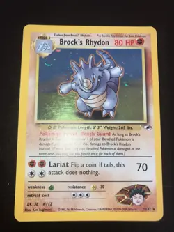 Pokemon TCG Brock's Rhydon Gym Heroes 2/132 Holo Unlimited Rare MP/LP Condition - Image 3