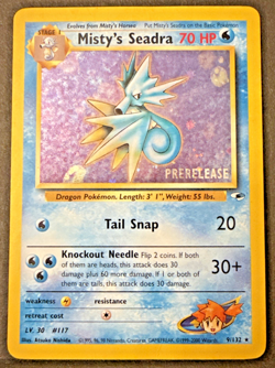 Pokemon - Misty's Seadra 9/132 Gym Heroes Holo Rare WOTC Prerelease - LP - Image 1