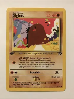 Pokemon TCG Team Rocket 1st Edition Regular Finish Diglett 52/82 Card - Image 1