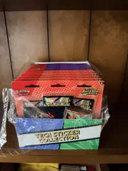 Pokemon Ascended Heroes Tech Sticker Collection 6x6 Set Of 12 Full Box In Hand - Image 1