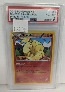 2015 Pokemon XY Ninetales Rev.Foil Primal Clash PA #21 PSA 8 - Image 3