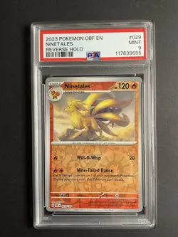 Ninetales 029 PSA 9 2023 Pokemon OBF EN Reverse Holo - Image 1
