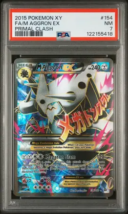 2015 POKEMON XY PRIMAL CLASH #154 FULL ART/M AGGRON EX PSA 7 - Image 1