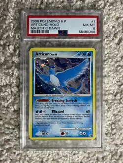 Articuno PSA 8 Pokemon 2008 D&P Majestic Dawn Holo Bleed Wing Swirl Low POP 82! - Image 1
