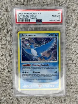 Articuno PSA 8 Pokemon 2008 D&P Majestic Dawn Holo Bleed Wing Swirl Low POP 82! - Image 3