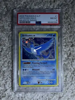 Articuno PSA 8 Pokemon 2008 D&P Majestic Dawn Holo Bleed Wing Swirl Low POP 82! - Image 4