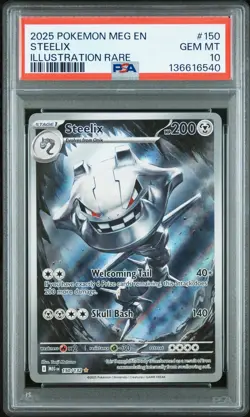 2025 POKEMON MEG EN-MEGA EVOLUTION ILLUSTRATION RARE 150 STEELIX PSA 10 GEM 6540 - Image 1
