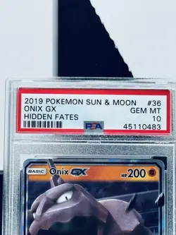 2019 Pokemon Sun & Moon Hidden Fates #36 Onix GX PSA 10 - Image 2