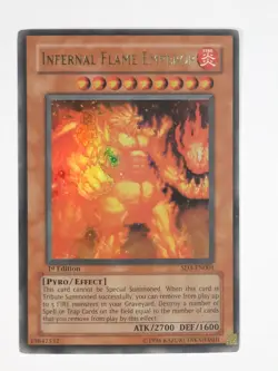 Yugioh Infernal Flame Emperor SD3-EN001 Ultra Rare 1st Edition 19847532 1996 - Image 1