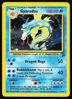 Gyarados 7/130 Holo Rare Base Set 2 Pokemon Card - Image 1