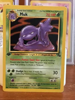 Pokemon TCG Fossil Muk 1st Edition Non-Holo Rare Card 28/62 - Image 1