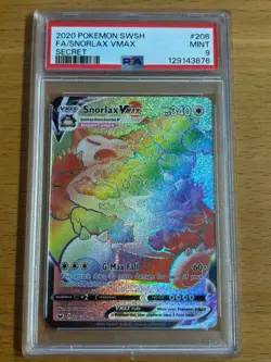 Pokemon Sword & Shield Base Snorlax VMAX Holo (Secret) 206/202 PSA 9 - Image 1